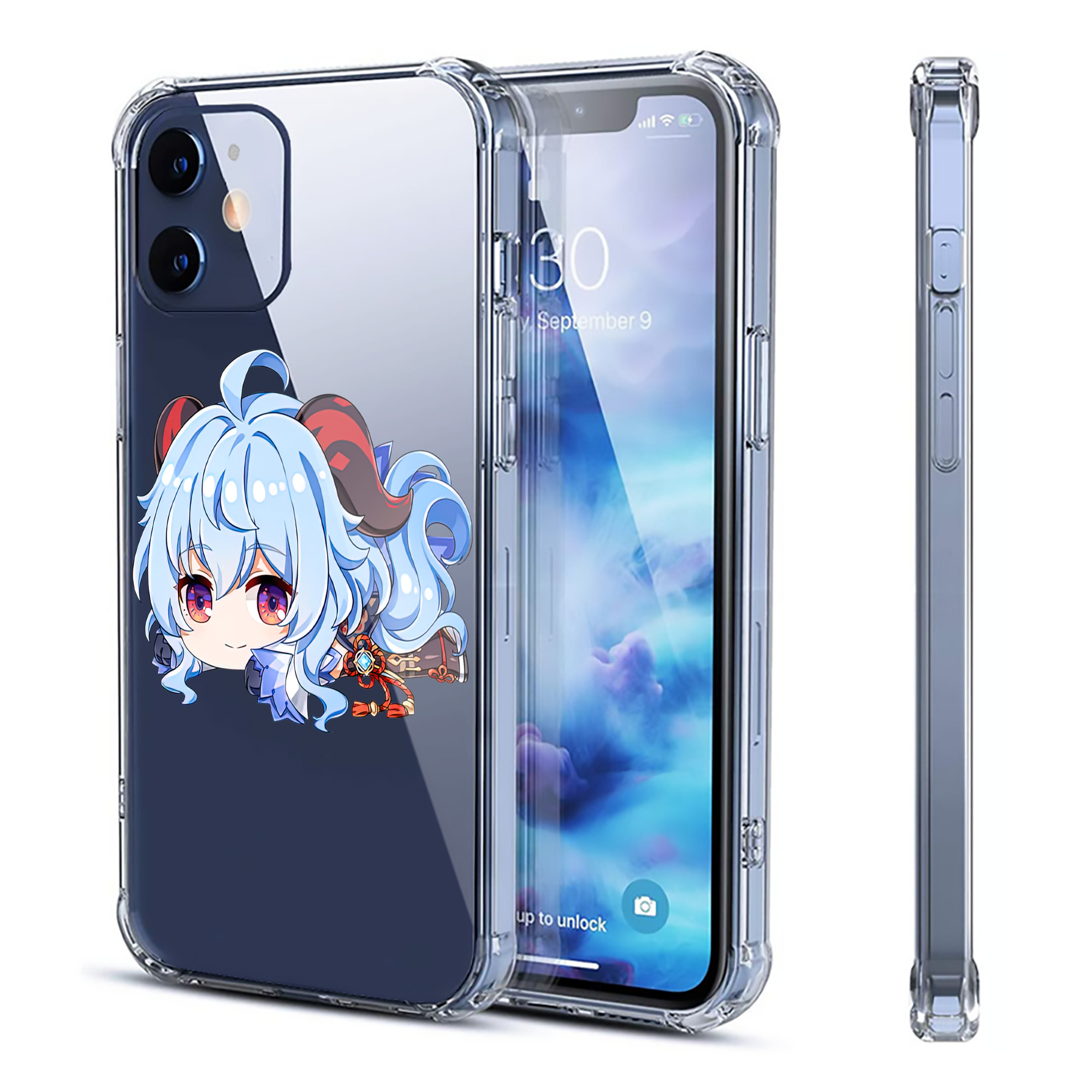 げんし神 甘雨 かんう genshin Ganyu 【iPhone 12シリーズ対応】透明スマホケース（クリアソフトケース）